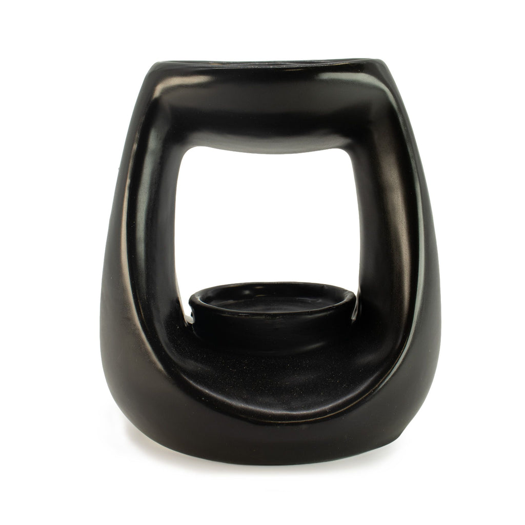 Brûleur à huile Zen en céramique - Grand galet ovale - Noir mat