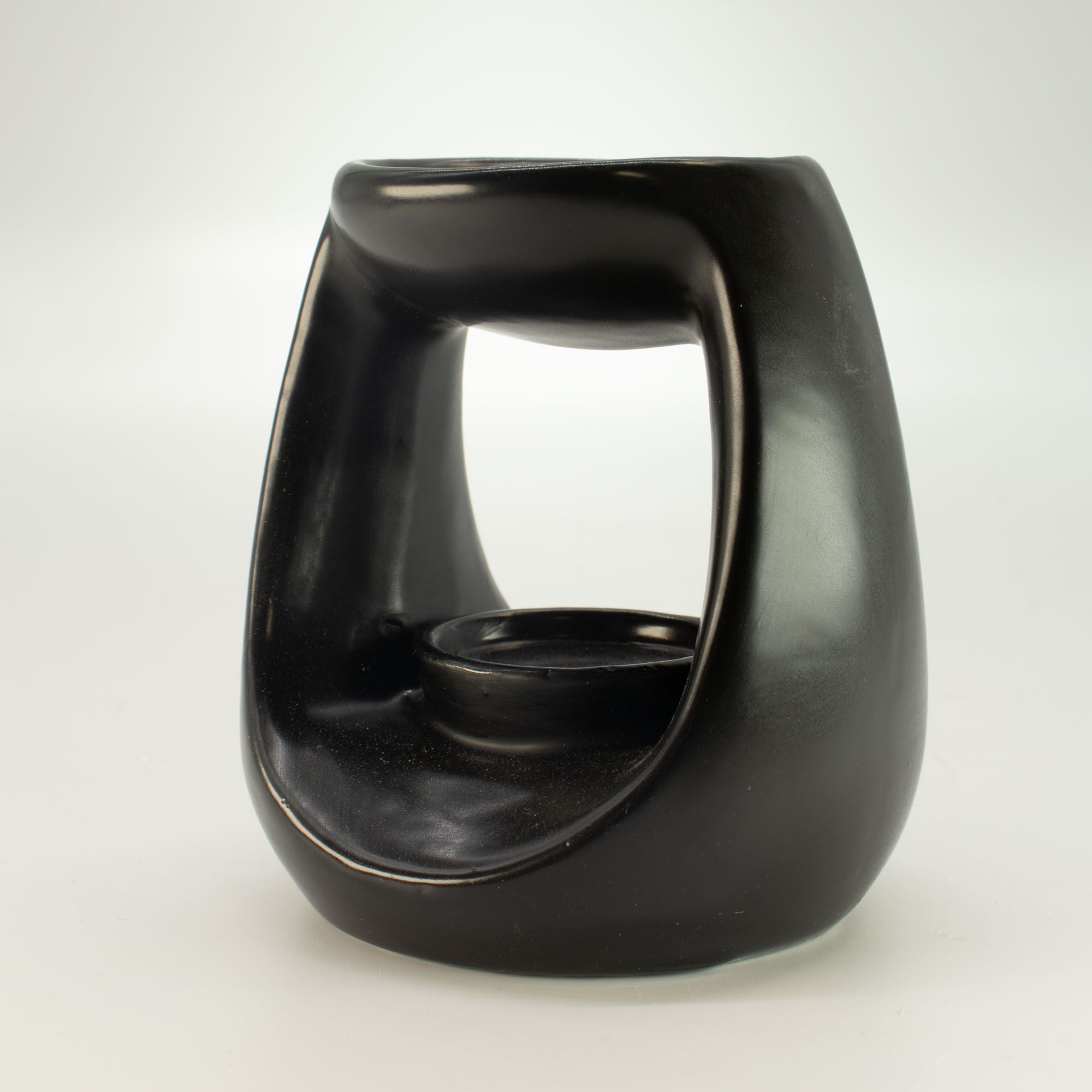 Brûleur à huile Zen en céramique - Grand galet ovale - Noir mat