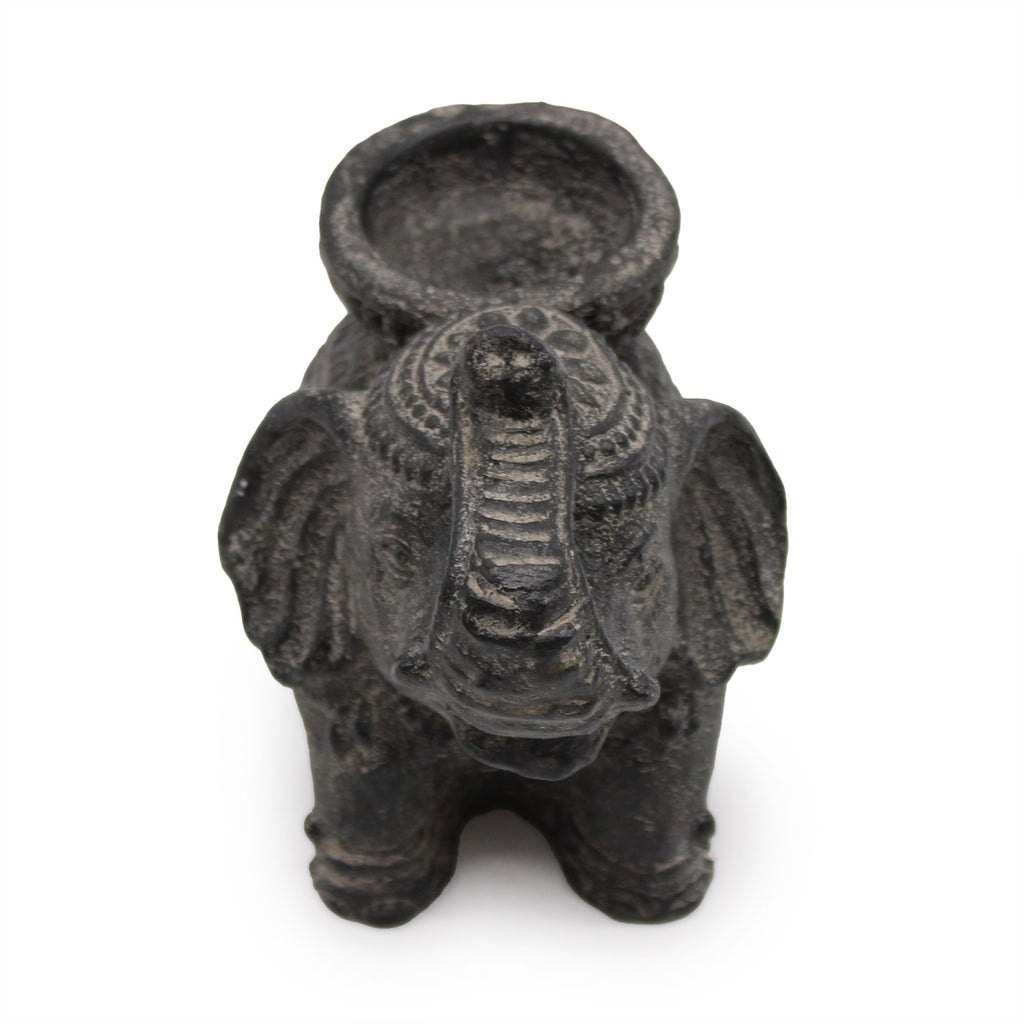 Éléphant décoratif Porte-Encens et Bougeoir – Finition Noir Antique
