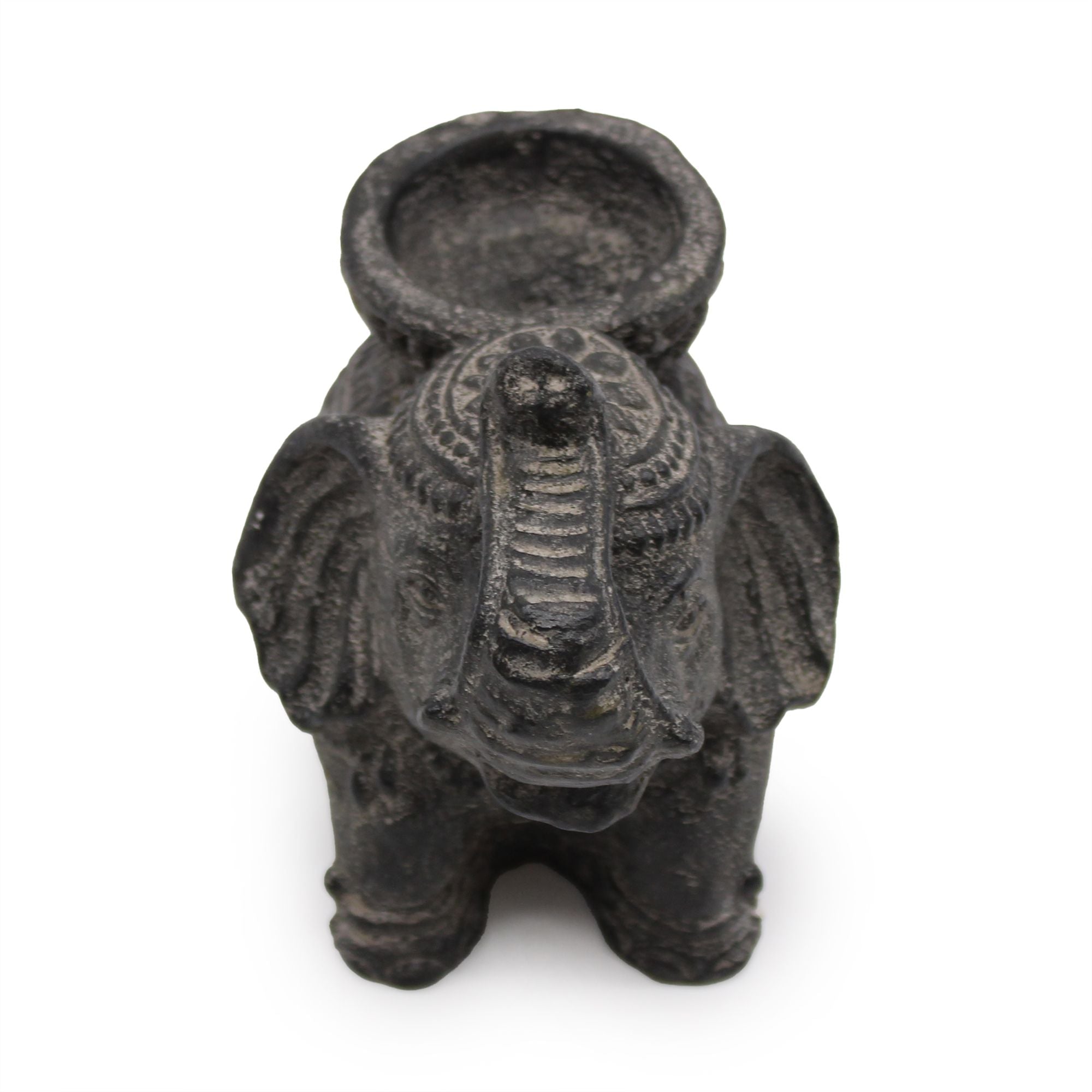Éléphant décoratif Porte-Encens et Bougeoir – Finition Noir Antique