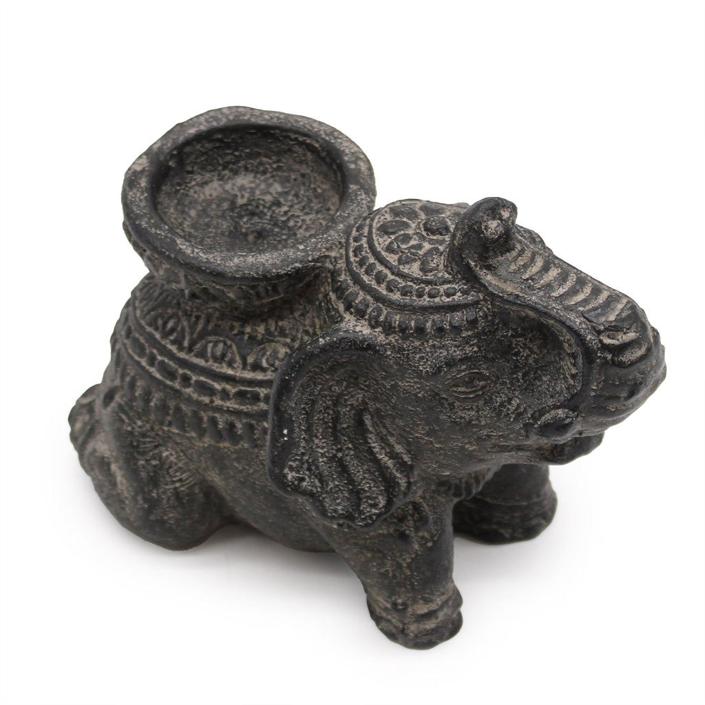 Éléphant décoratif Porte-Encens et Bougeoir – Finition Noir Antique