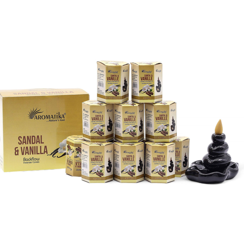 Cônes d'encens Masala Backflow – Santal & Vanille (Boîte de 10)