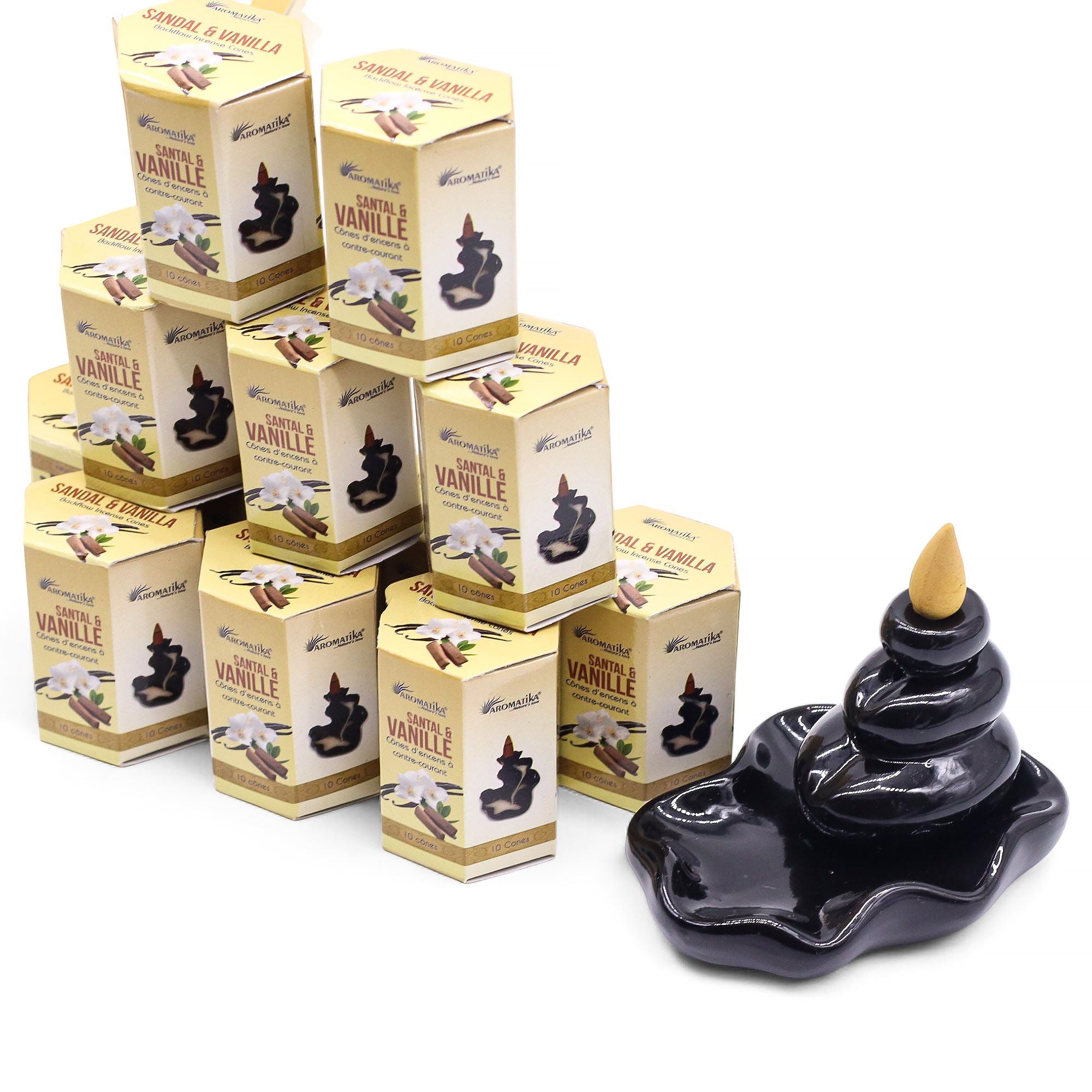 Cônes d'encens Masala Backflow – Santal & Vanille (Boîte de 10)