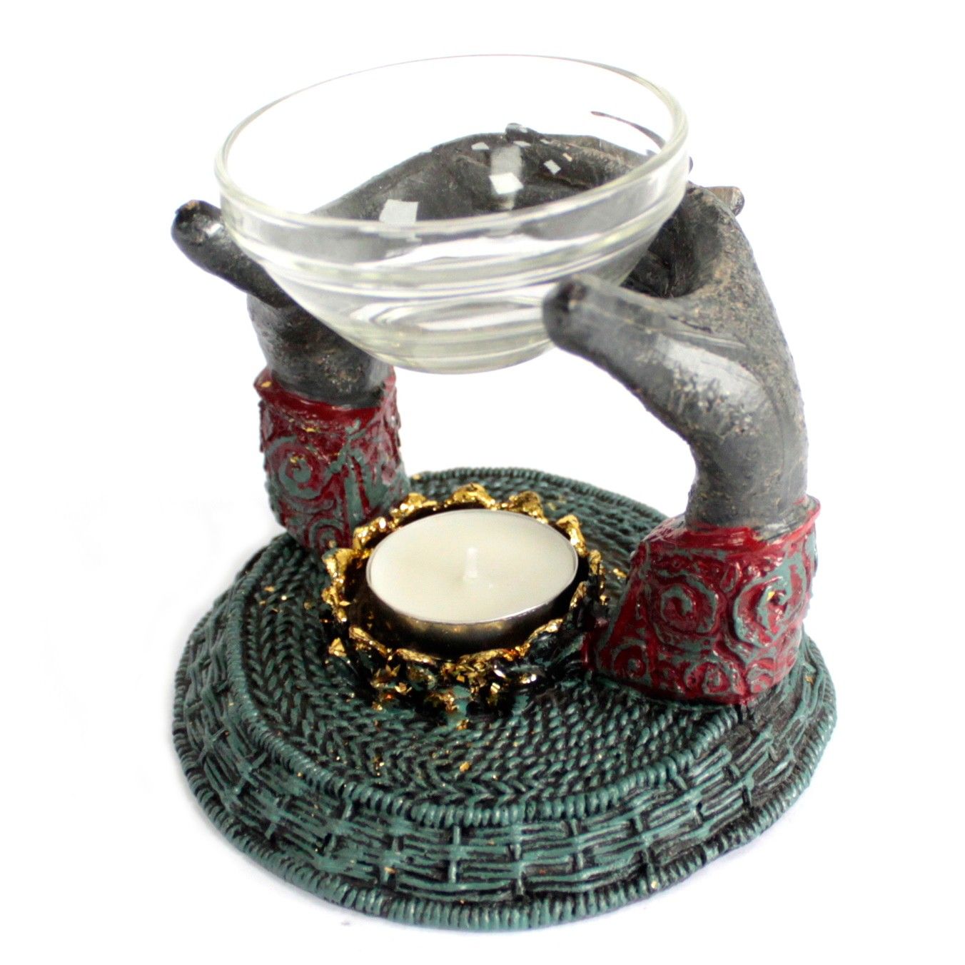 Bouddha Antique - Brûleur Huile Mains offrantes