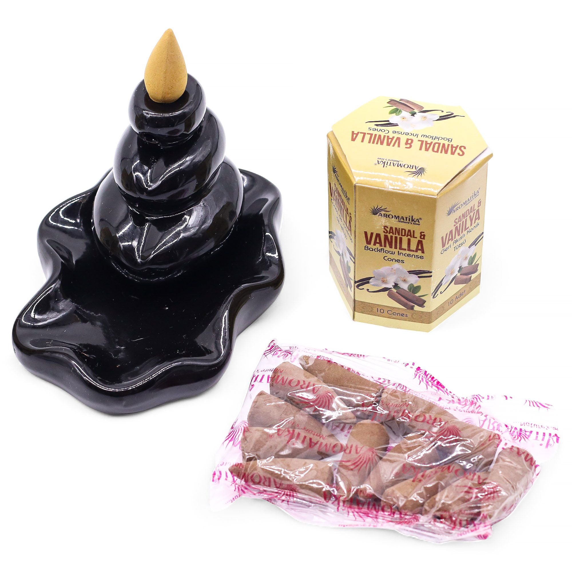 Cônes d'encens Masala Backflow – Santal & Vanille (Boîte de 10)
