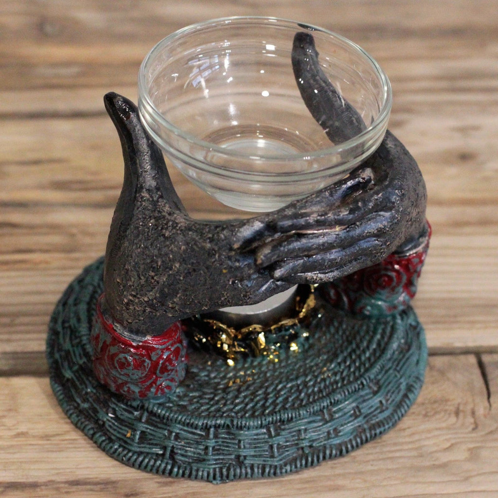 Bouddha Antique - Brûleur Huile Mains offrantes