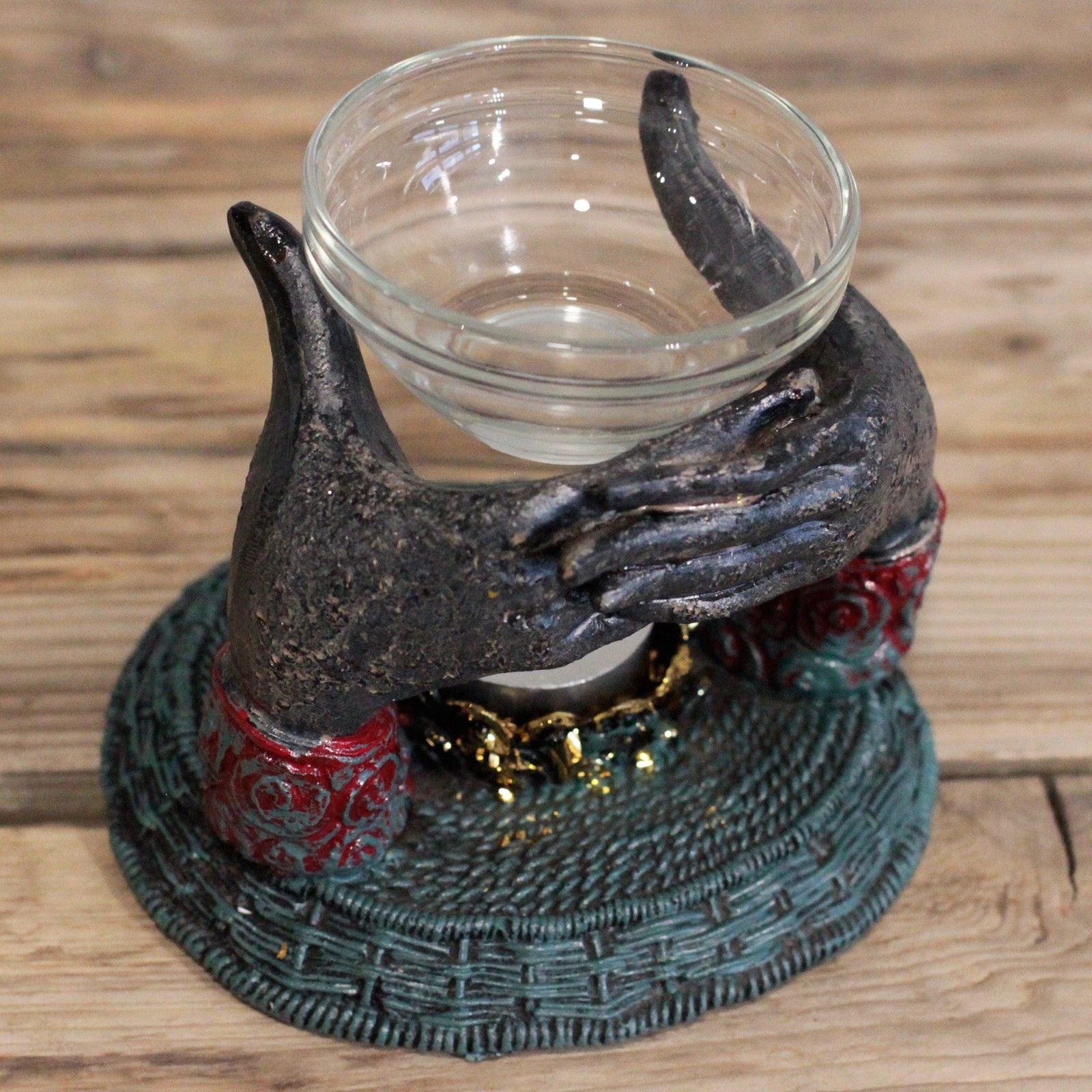 Bouddha Antique - Brûleur Huile Mains offrantes