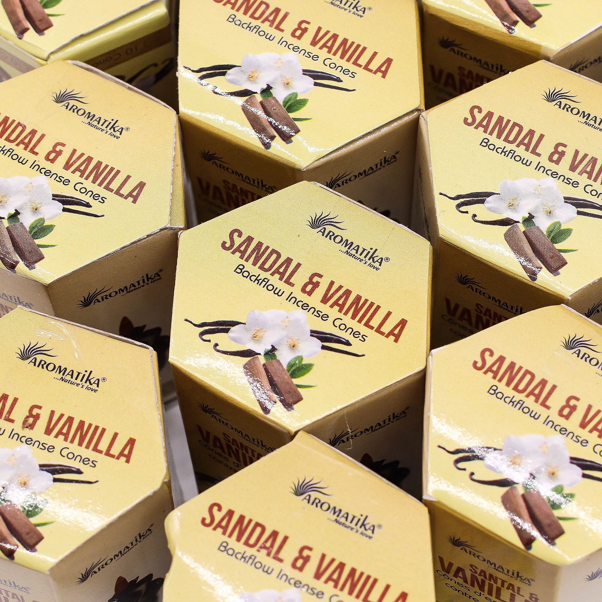 Cônes d'encens Masala Backflow – Santal & Vanille (Boîte de 10)