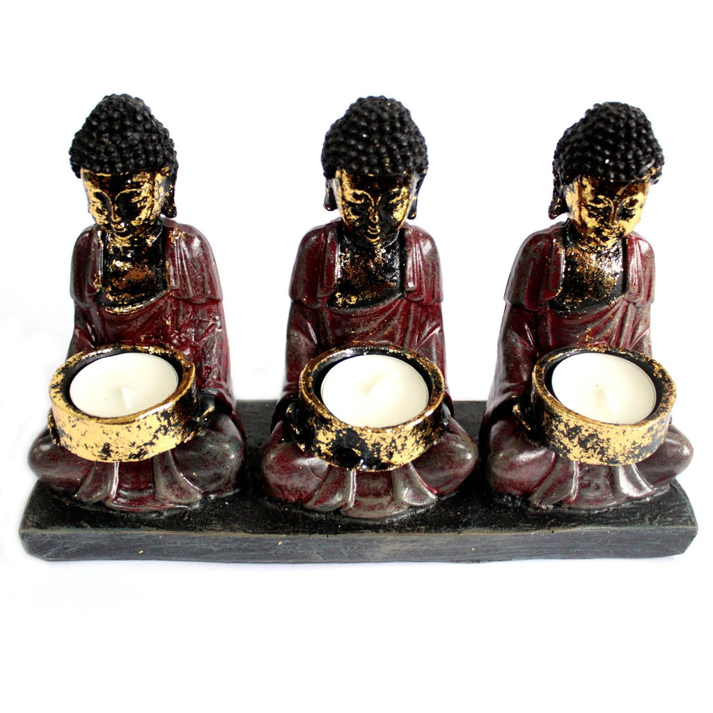 Bouddha ancien – Porte‑bougie des trois dévots