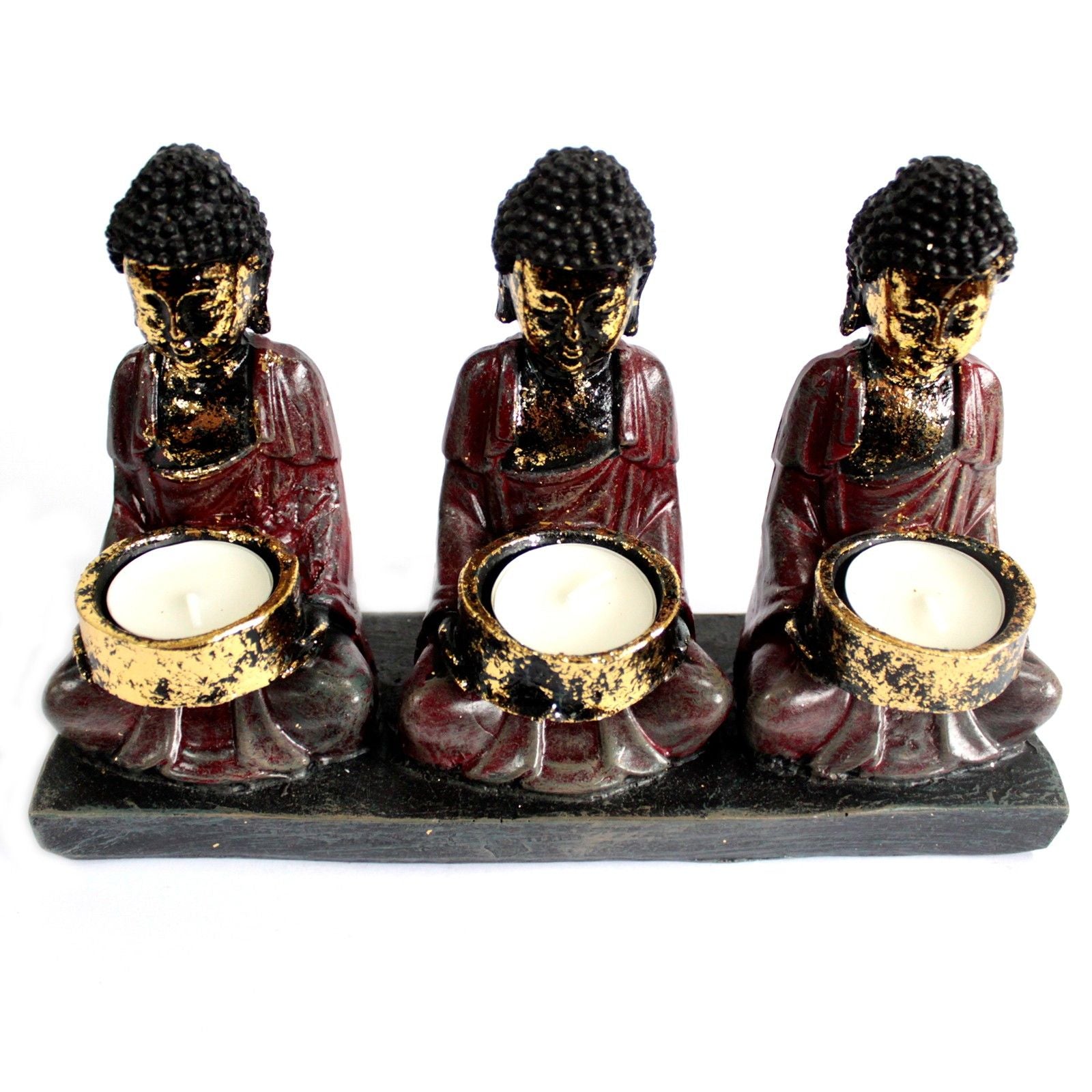 Bouddha ancien – Porte‑bougie des trois dévots