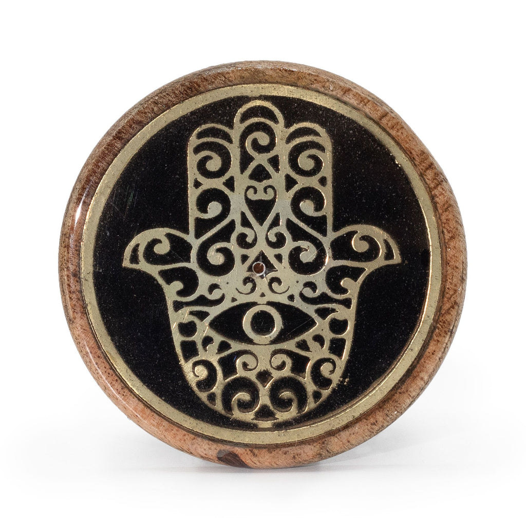 Or et noir sur bois de manguier – Hamsa